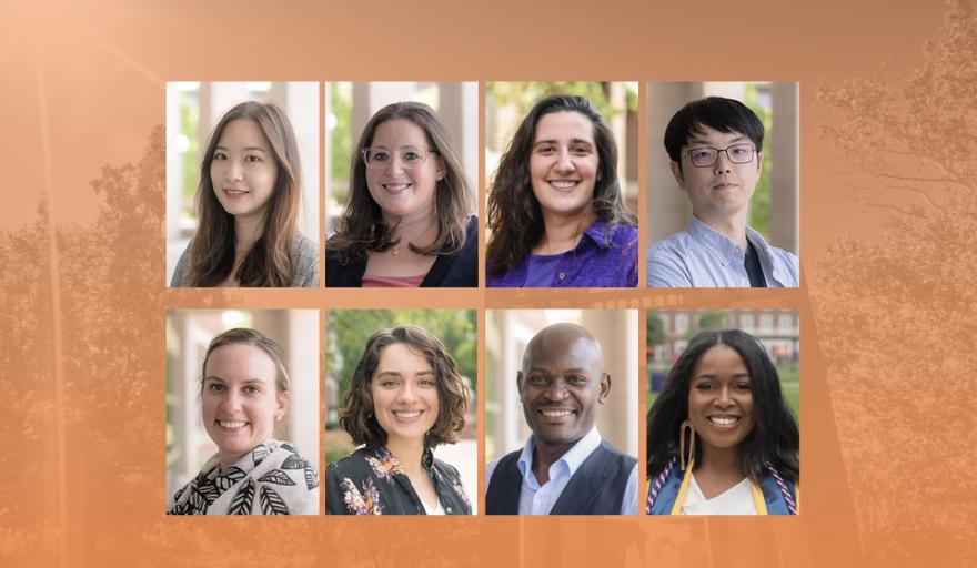 headshots of 8 PhD Candidates